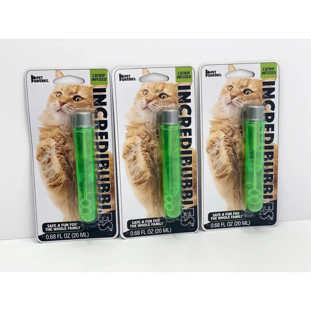 Pet Qwerks Incredibubbles Catnip Infused Cat Bubbles 3 Pack 0.68oz Non-Toxic Toy